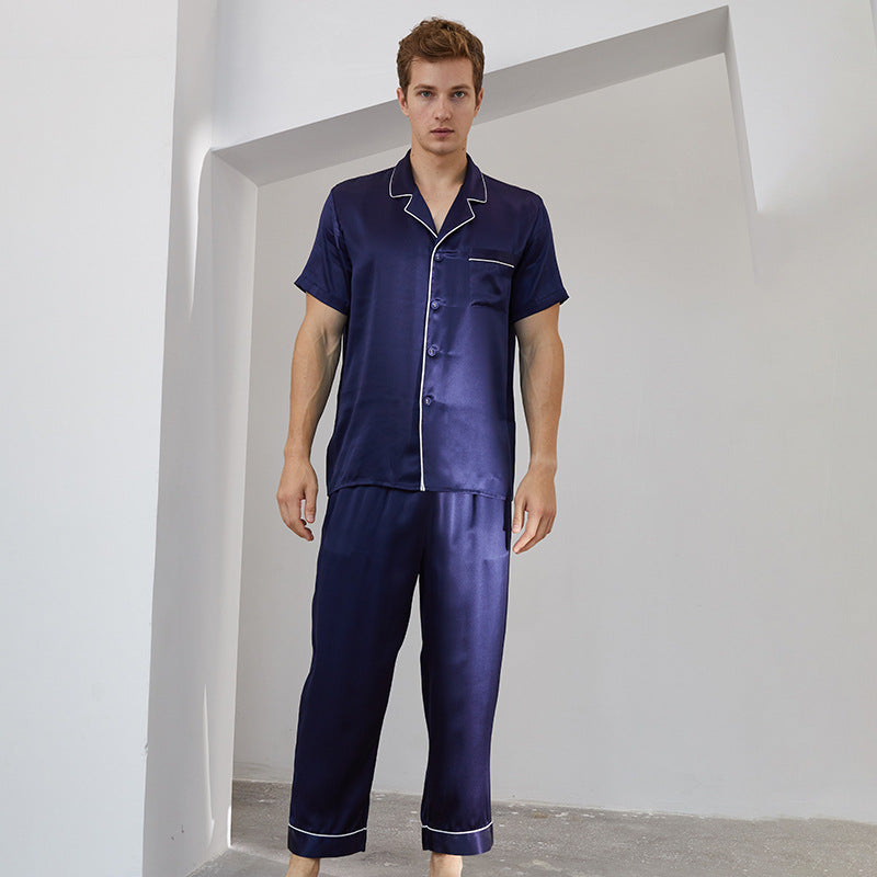 16 mmi, men's Silk pajamas, mulberry silk, Suit collar