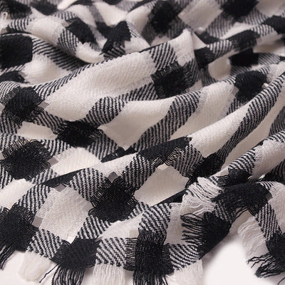 top cashmere pumped flowers, hollowed out, woven, fleece tip, blended, loose beard towel, elegant shawl