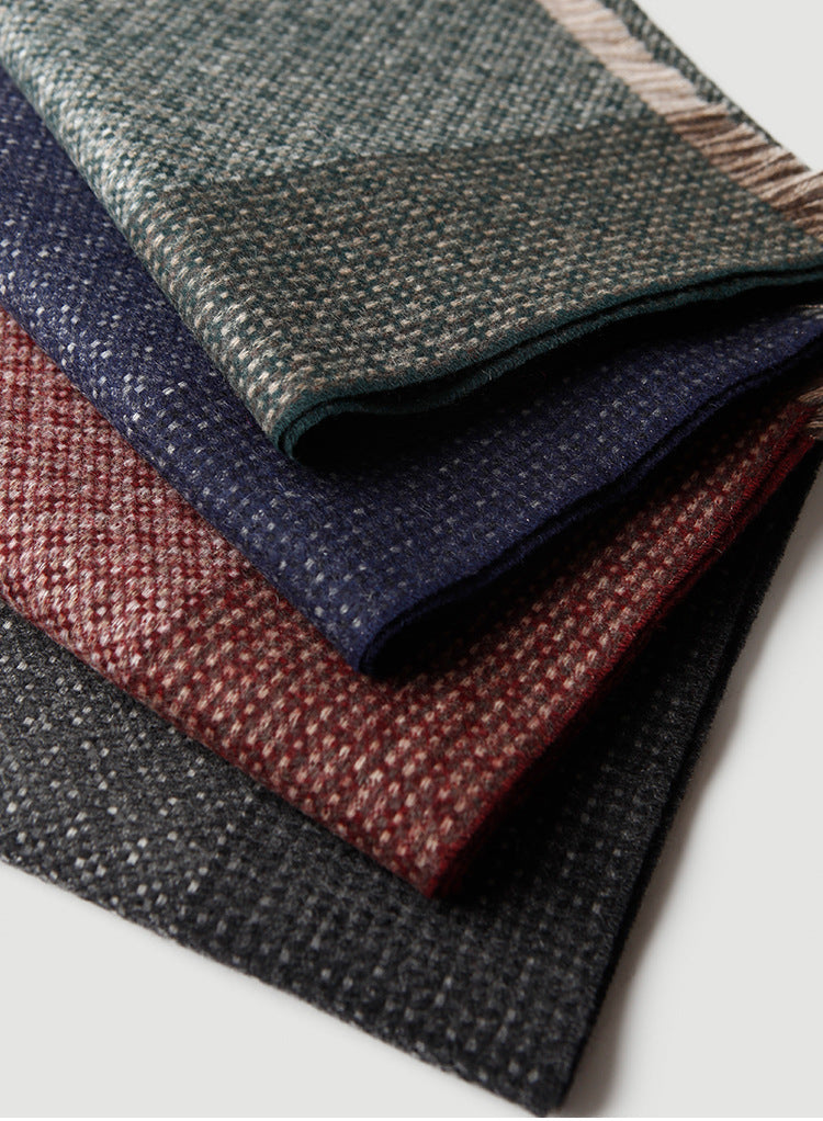 Men‘s cashmere scarf, striped plaid, autumn and winter, gift giving, thickened, warm, double-sided.