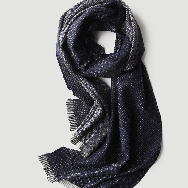 Men‘s cashmere scarf, striped plaid, autumn and winter, gift giving, thickened, warm, double-sided.