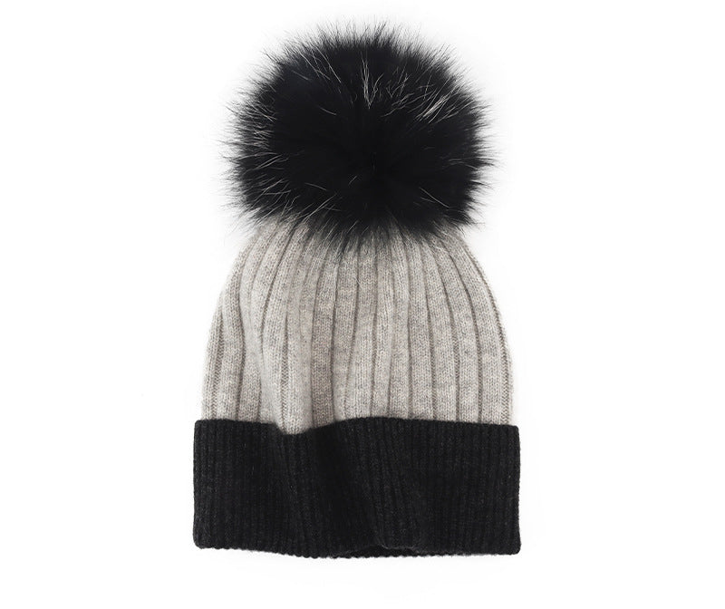 women fox hairball, hat, cashmere cap