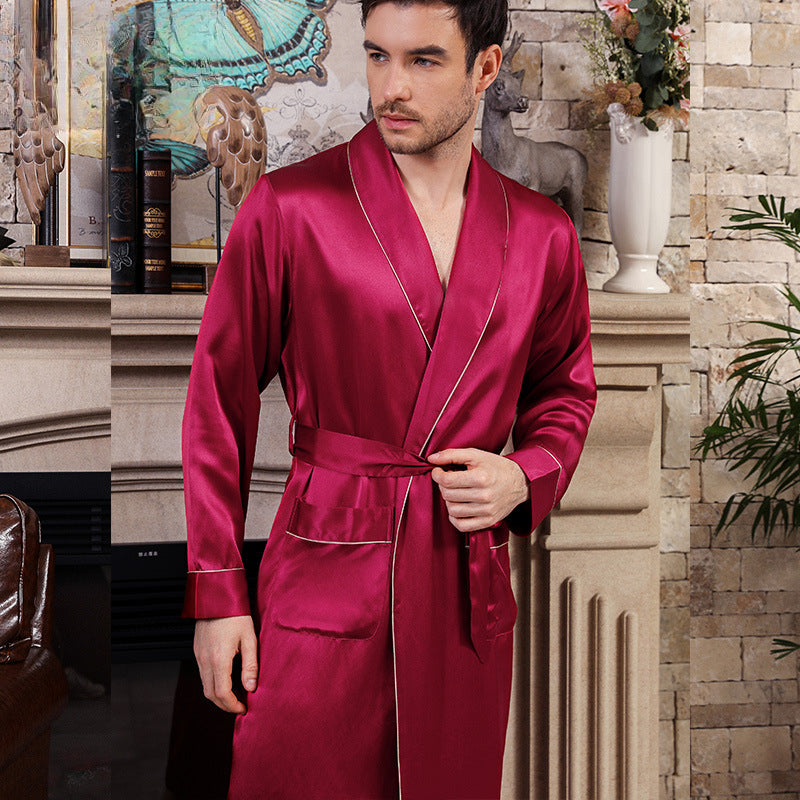 Men's silk nightgown, silk pajamas loungewear