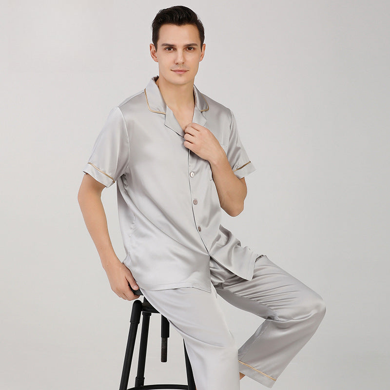 Men's loungewear, short-sleeved trousers pajamas, mulberry silk