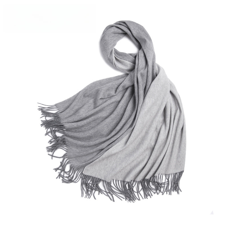 Cashmere shawl, women's thickened, warm double-sided, water pattern cashmere scarf.