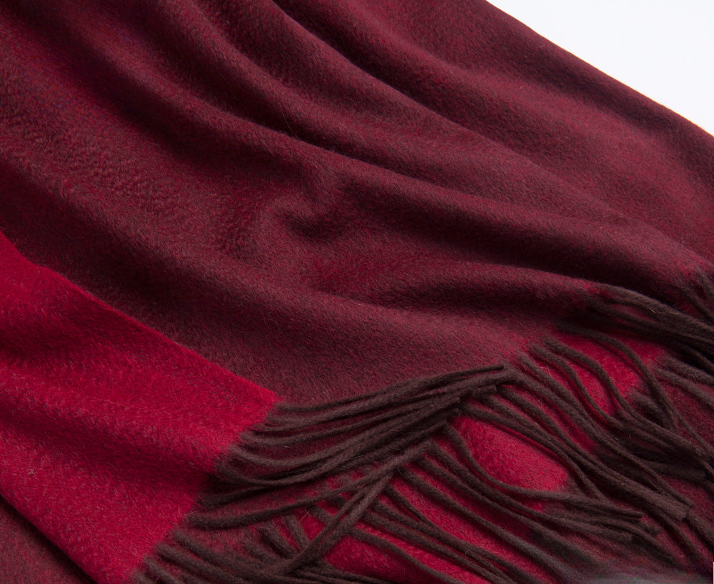 Cashmere shawl, women's thickened, warm double-sided, water pattern cashmere scarf.