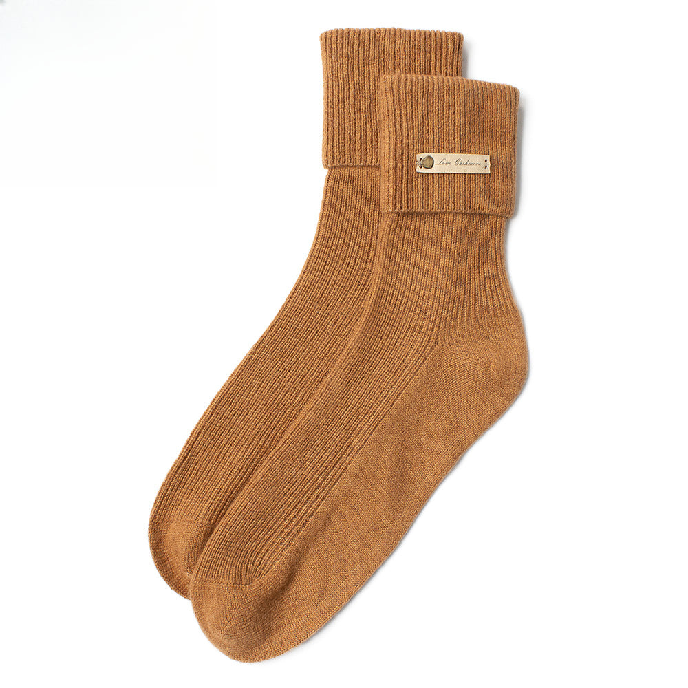 Knitted, solid color, thermal, cashmere socks