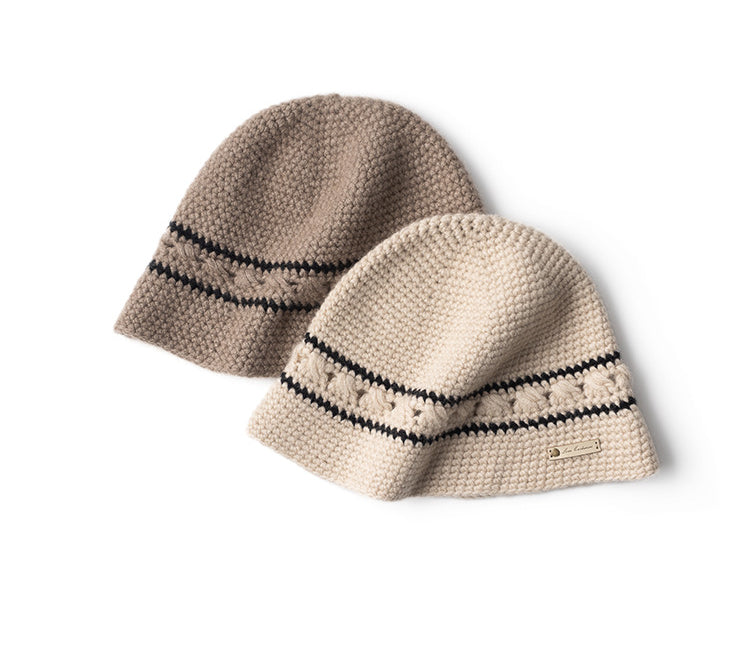 Knitted, pure cashmere bucket hat women, thermal, casual hat