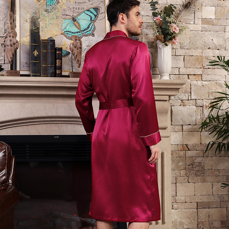 Men's silk nightgown, silk pajamas loungewear