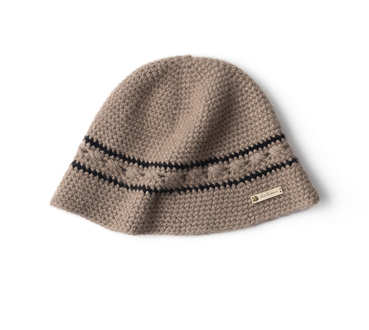 Knitted, pure cashmere bucket hat women, thermal, casual hat