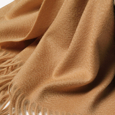 Cashmere scarf, women's autumn and winter, extended, warm, scarf, monochrome, fringed shawl