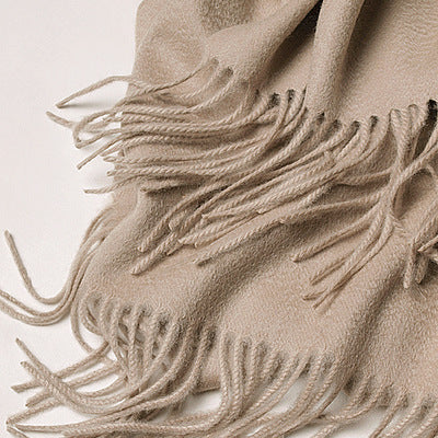 Cashmere scarf, women's autumn and winter, extended, warm, scarf, monochrome, fringed shawl