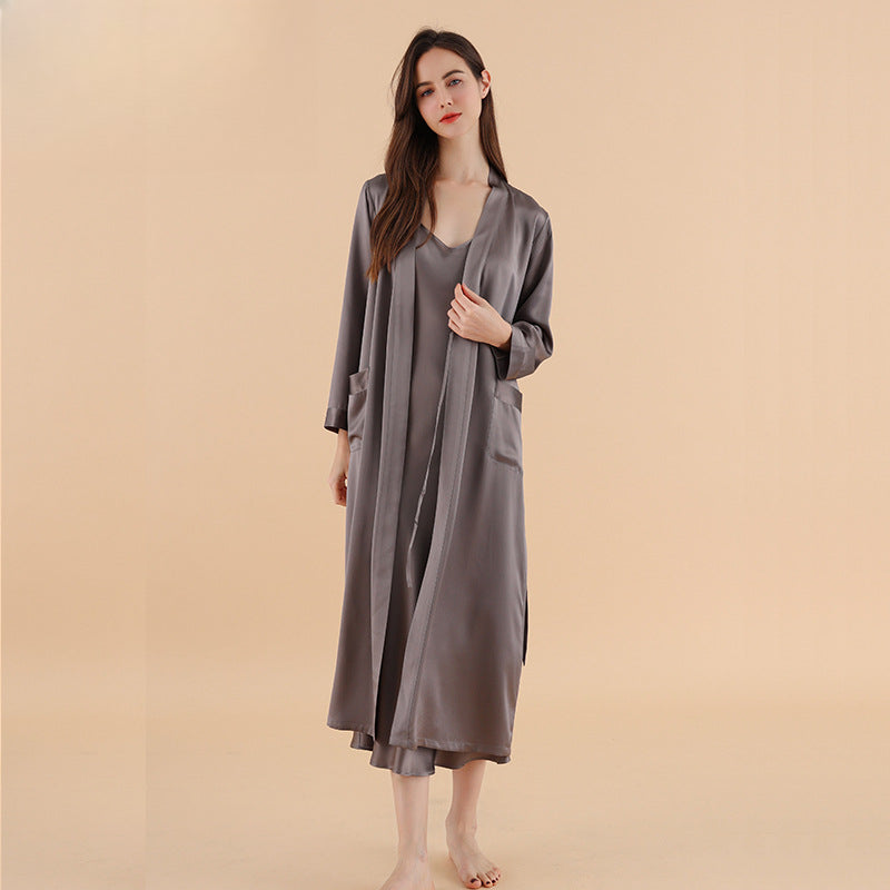 25 mmi, silk nightgown, silk long 100% mulberry silk nightgown, bathrobe.