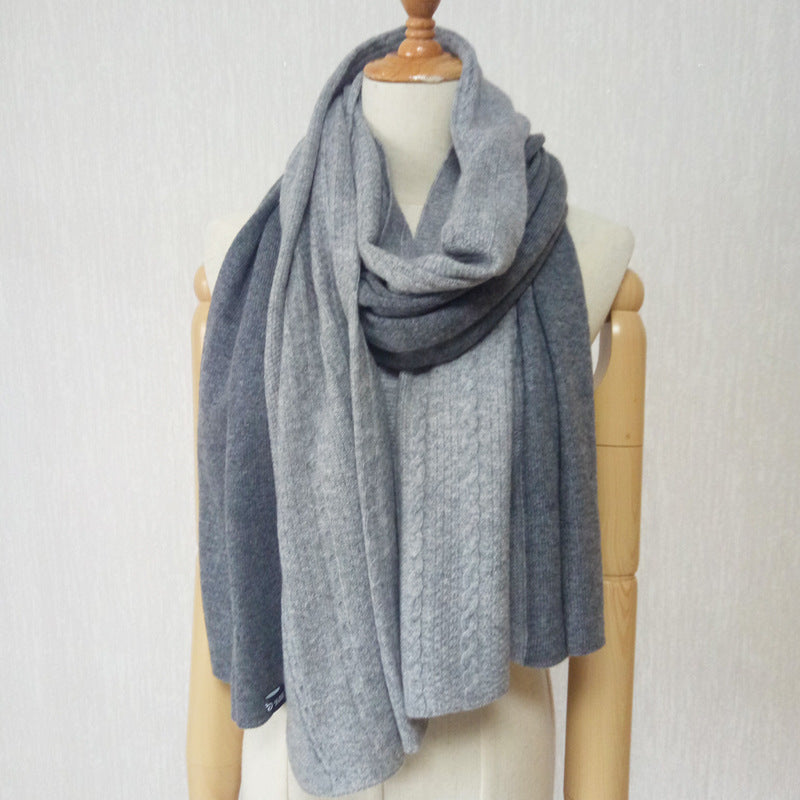 Two-color, twisted knitted cashmere, scarf, shawl