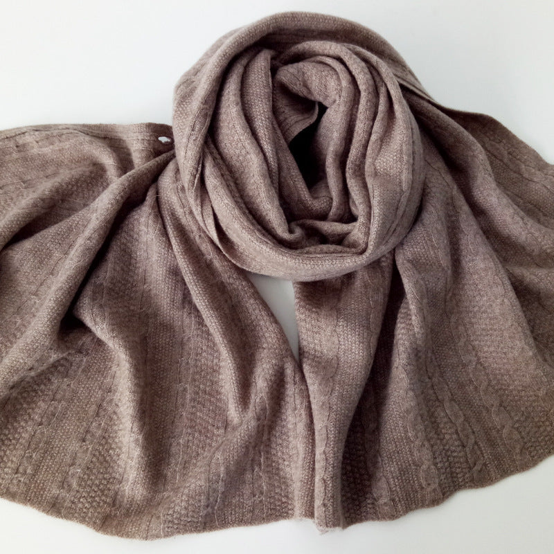 Cashmere, knitted, female solid color, twisted horn buckle, shawl, thickened, warm, scarf.