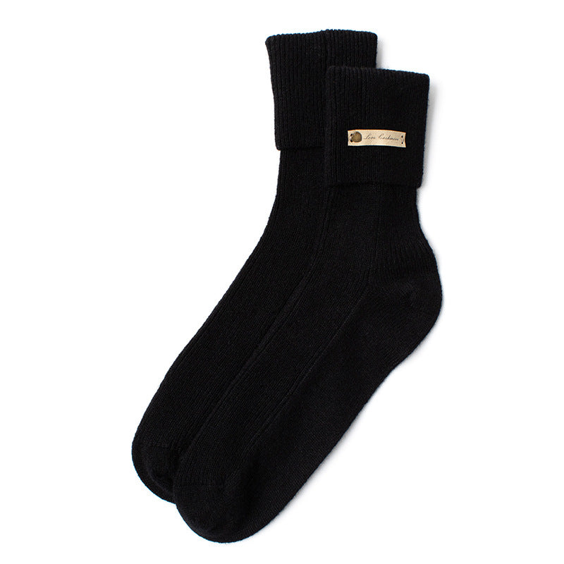 Knitted, solid color, thermal, cashmere socks