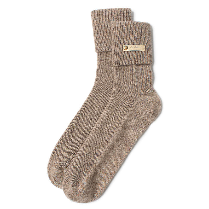 Knitted, solid color, thermal, cashmere socks