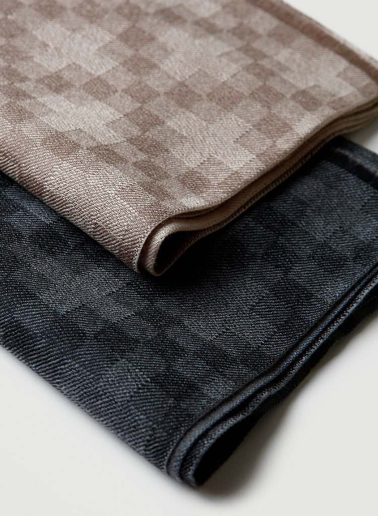 Men, cashmere, scarf, double layer, business, gift, checkerboard, autumn and winter, warmth