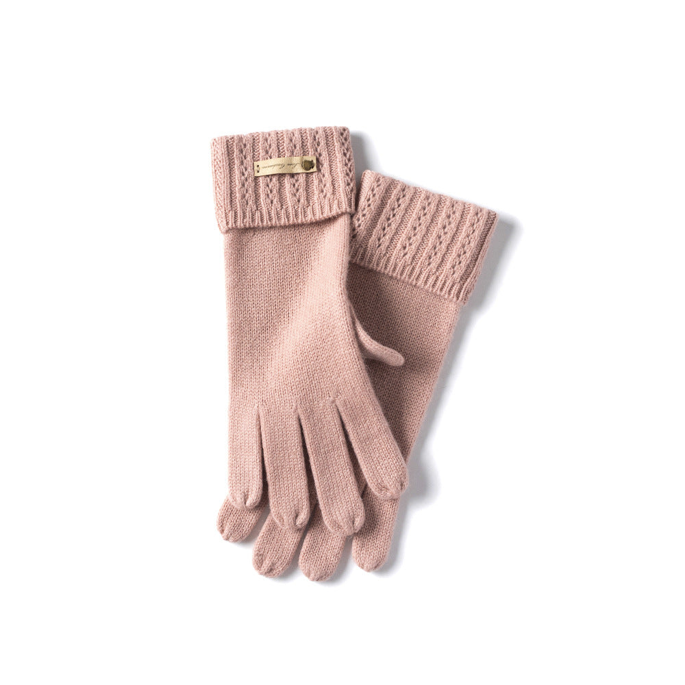 Women's Cashmere, Gloves, Flip, Knitted, Gloves