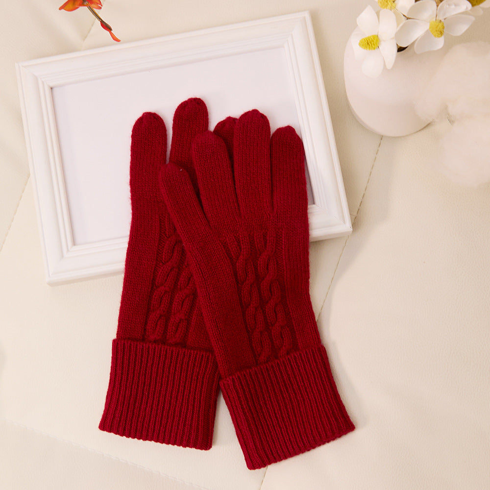 Cashmere, knitted, warm, solid color, gloves.