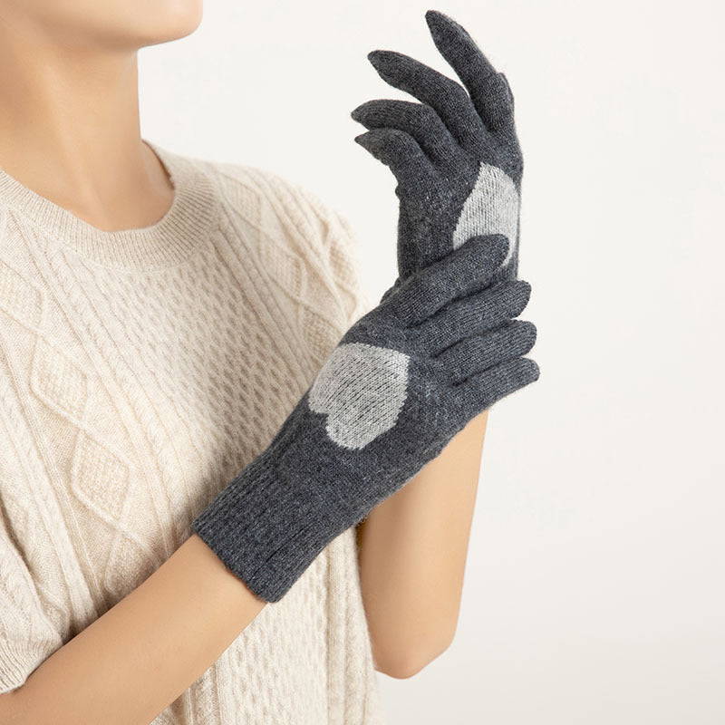 Cashmere sweater, gloves, women's 100% pure cashmere, color matching, warmth, knitting