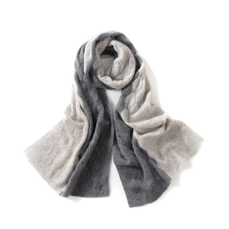 Cashmere scarf, women's 100% pure cashmere, autumn and winter knitted, warm extended shawl, scarf