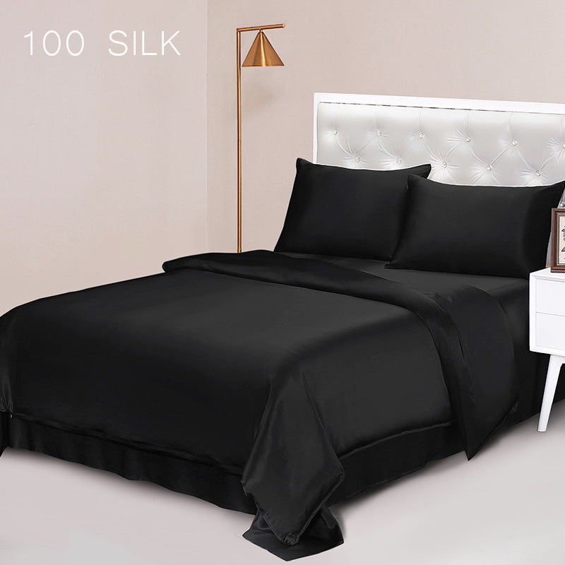 Silk, four-piece set, solid color 100 mulberry silk, bedding.