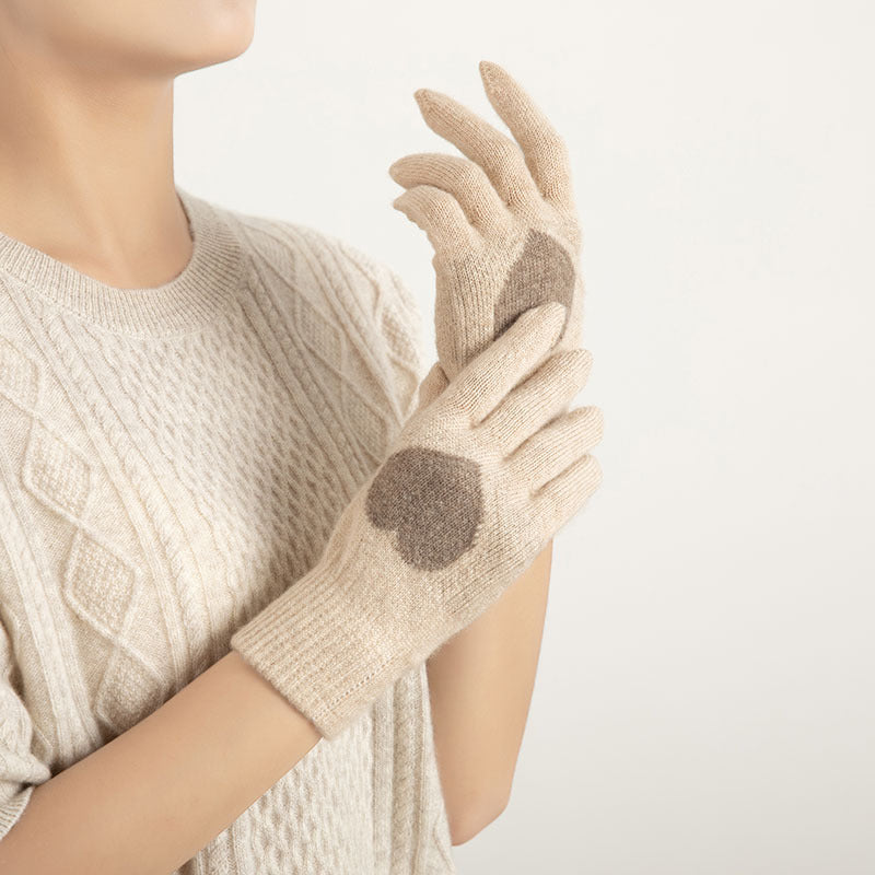 Cashmere sweater, gloves, women's 100% pure cashmere, color matching, warmth, knitting