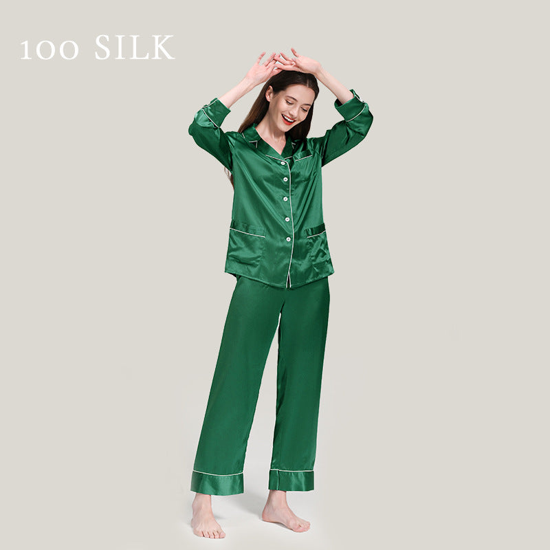 22 mmi silk pajamas, women's 100% mulberry silk, long sleeves, pajamas