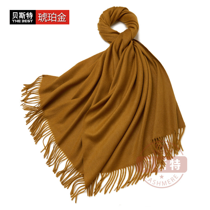 Cashmere scarf, women's thickened, warm, water pattern, fringe, cashmere shawl.