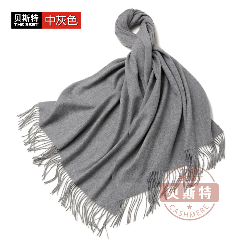 Cashmere scarf, women's thickened, warm, water pattern, fringe, cashmere shawl.