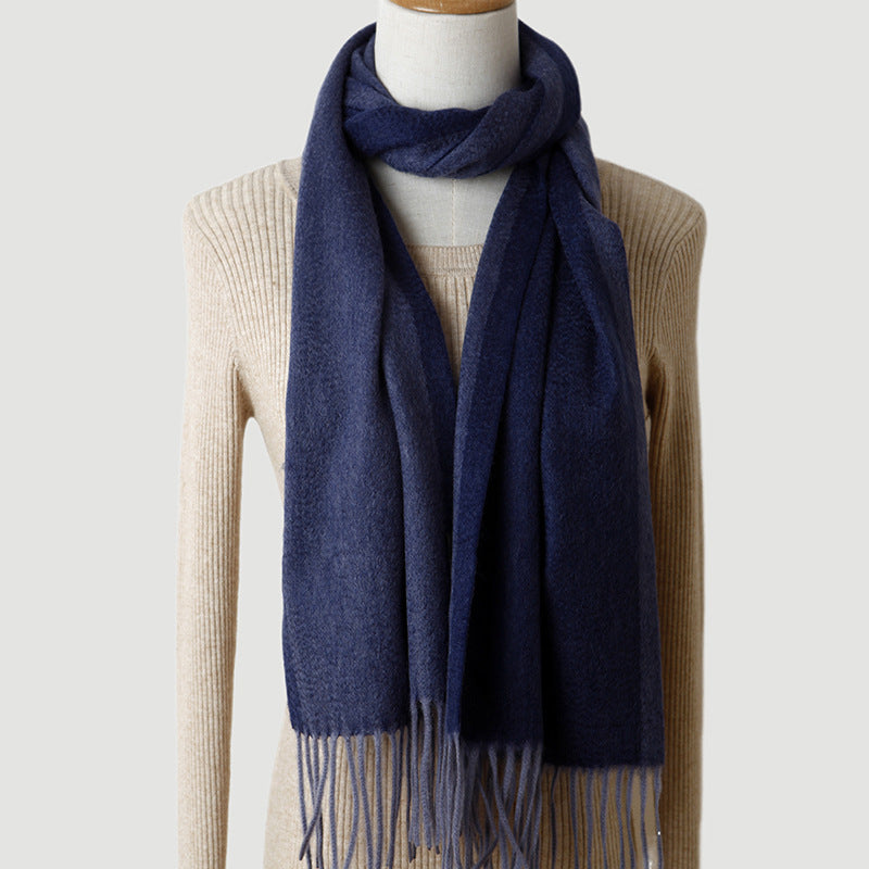 Men's and women's double-sided cashmere, scarf, couple, autumn and winter, thickened, warm, water ripple cashmere