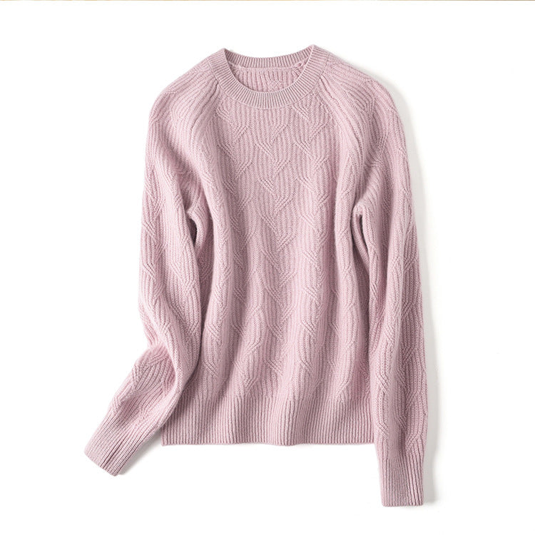 100% pure cashmere sweater, women's crew neck, knitted, cashmere sweater, autumn and winter, thickened