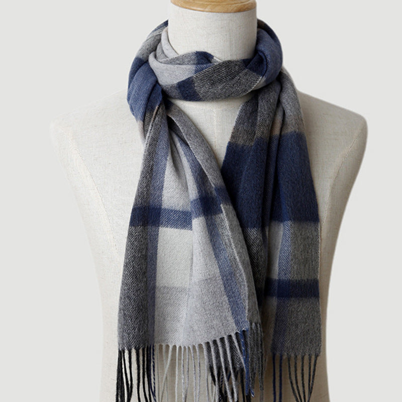 Men, plaid, cashmere scarf, gifts, autumn and winter, warmth, water ripple.