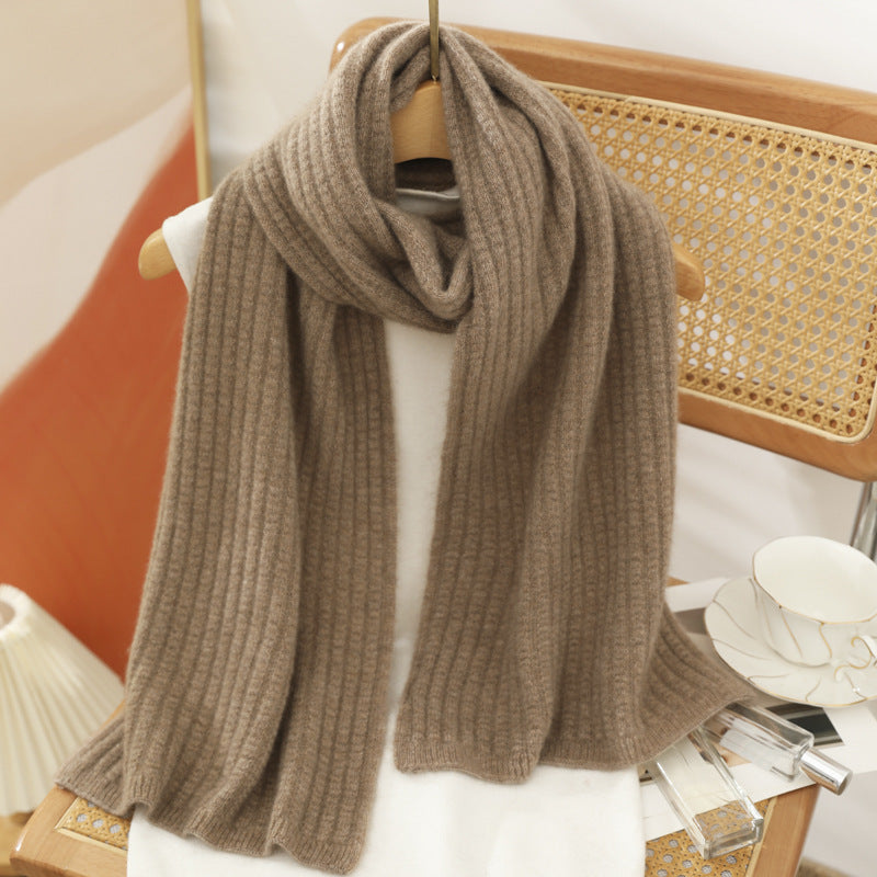 Cashmere scarf, women's 100% pure cashmere, autumn and winter, wheat ears, knitted thermal scarf