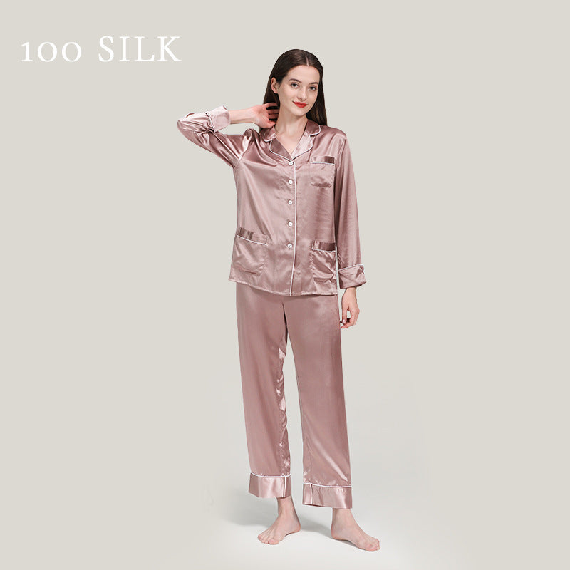 22 mmi silk pajamas, women's 100% mulberry silk, long sleeves, pajamas