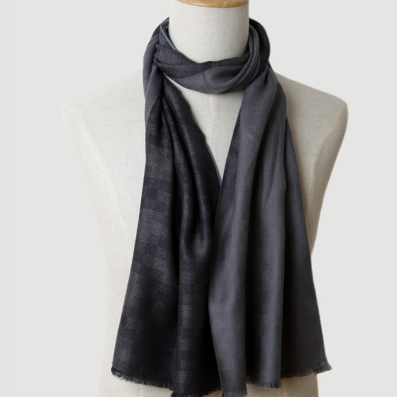 Men, cashmere, scarf, double layer, business, gift, checkerboard, autumn and winter, warmth