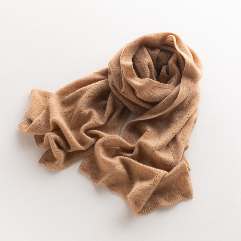 100% pure cashmere scarf, scarf, couple, men and women, solid color maple leaf knit, shawl, gift.