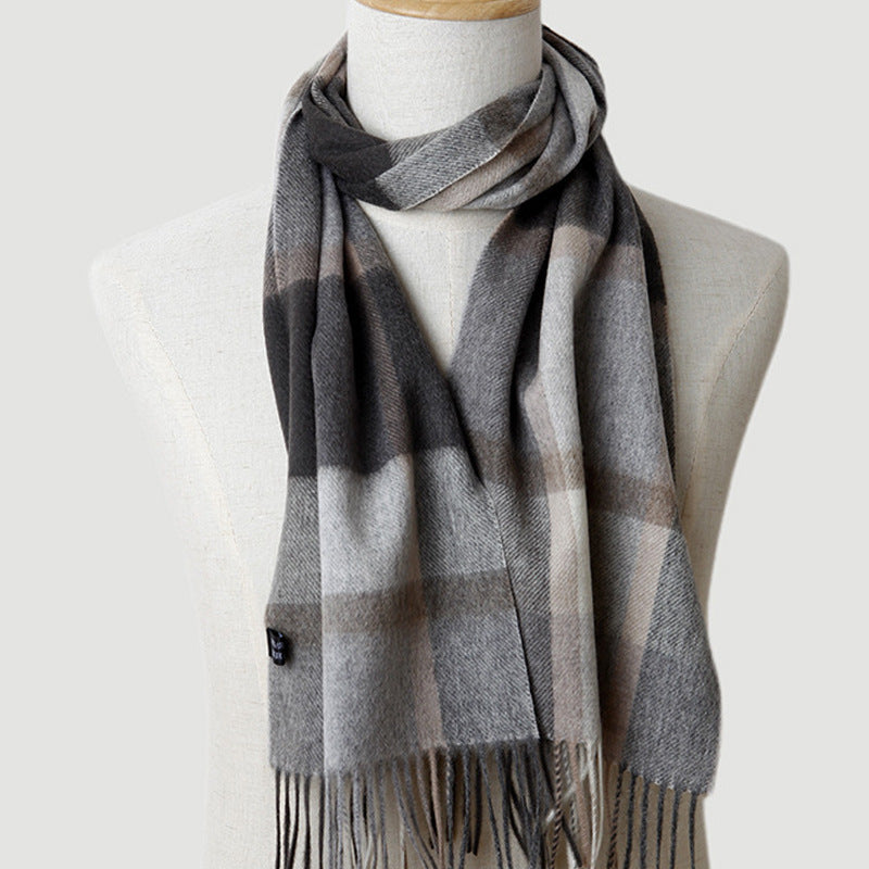 Men, plaid, cashmere scarf, gifts, autumn and winter, warmth, water ripple.