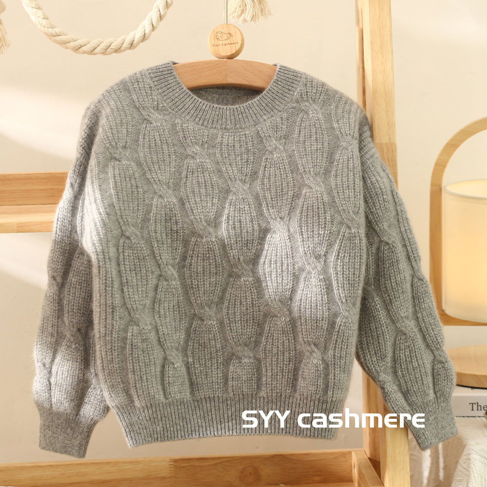 Knitted, children's, cashmere sweater, thickened, warm