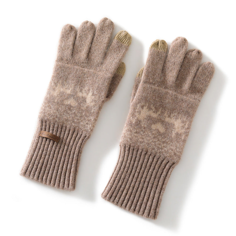 Cashmere sweater gloves, women's 100% pure cashmere, jacquard, knitted, warm, gloves