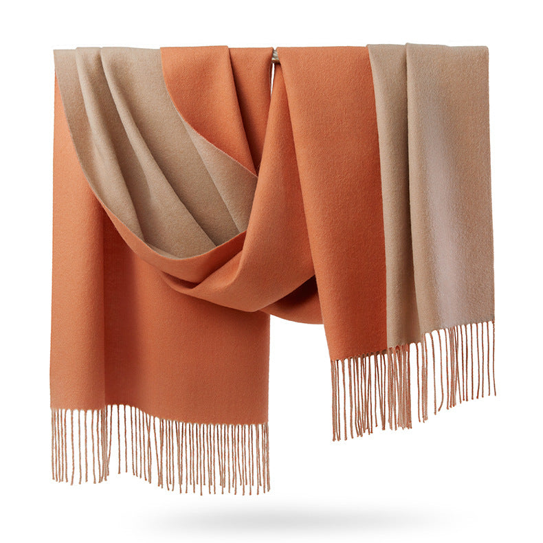 Cashmere scarf, men's and women's, warm in autumn and winter, thickened, double-sided cashmere, shawl.