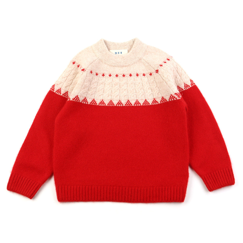 Counting sheep, autumn and winter new baby New Year's pack three strands thickened 100% cashmere pullover sweater