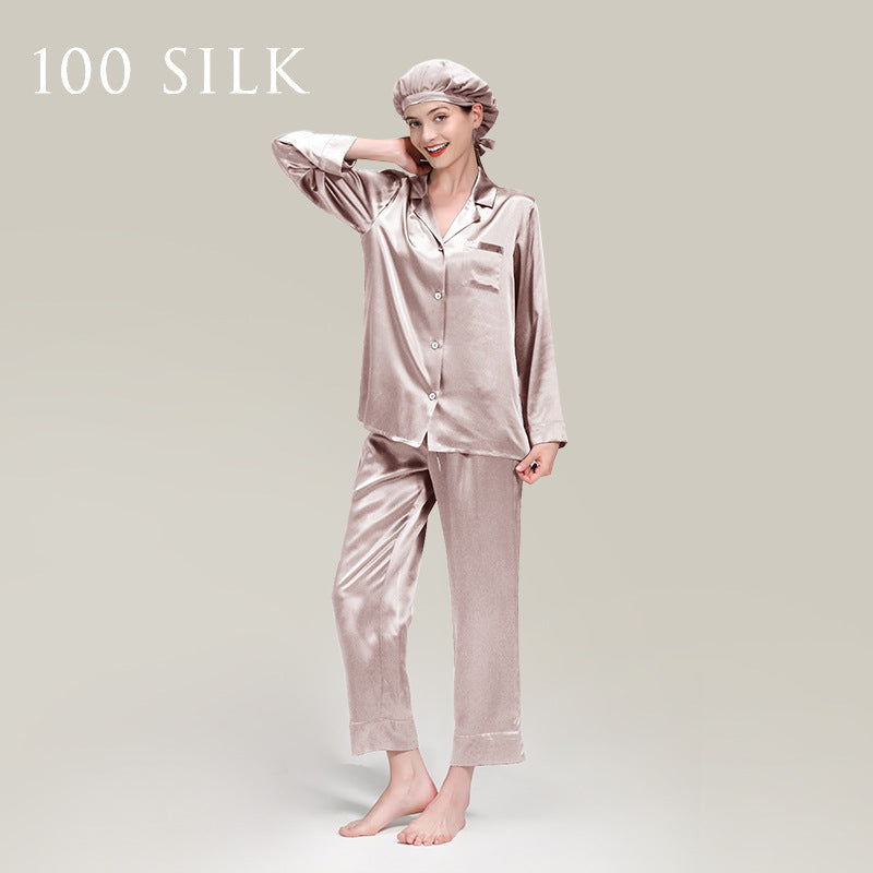 Silk pajamas, women's long sleeves, trousers 100% mulberry silk, loungewear