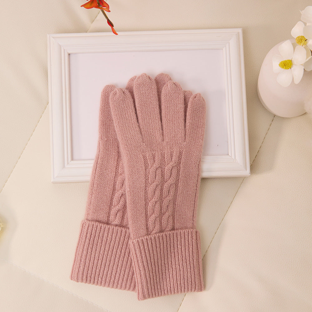 Cashmere, knitted, warm, solid color, gloves.