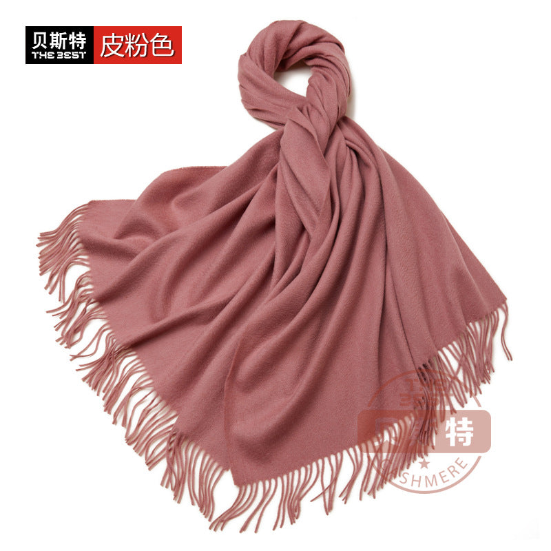 Cashmere scarf, women's thickened, warm, water pattern, fringe, cashmere shawl.