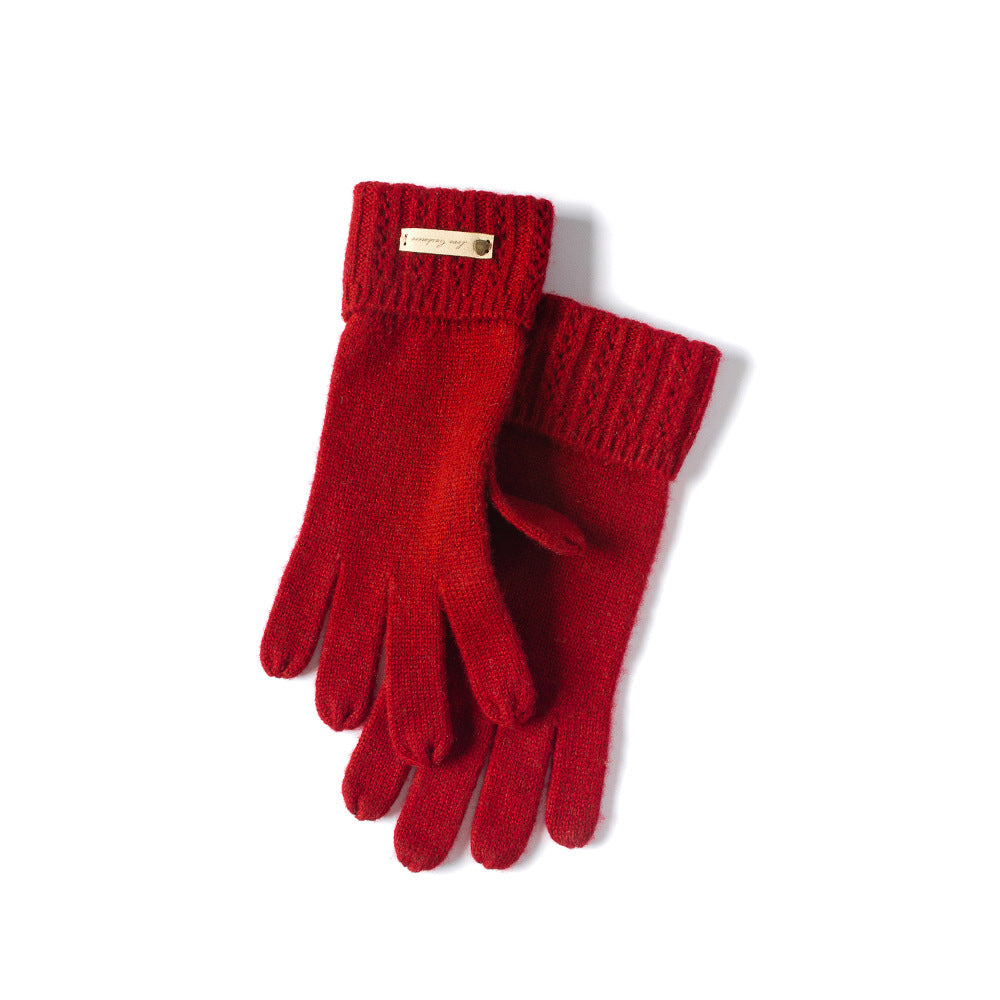 Women's Cashmere, Gloves, Flip, Knitted, Gloves