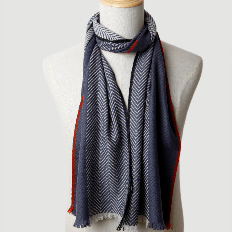 Men's, color matching, cashmere scarf, scarf, autumn and winter, business, gift.