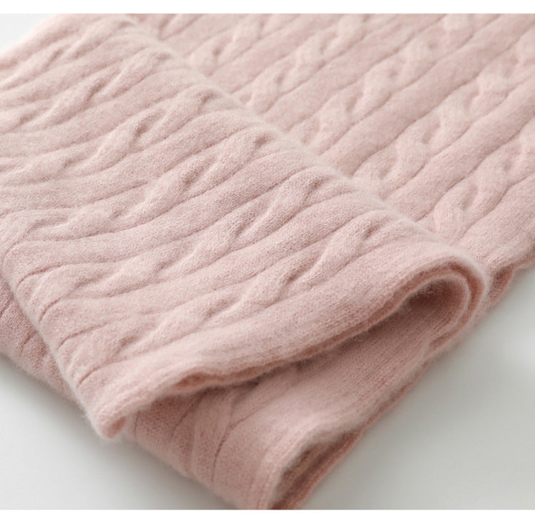 100% cashmere scarf, men and women, autumn and winter, scarf, couple, thickened, twist knitted, warm scarf