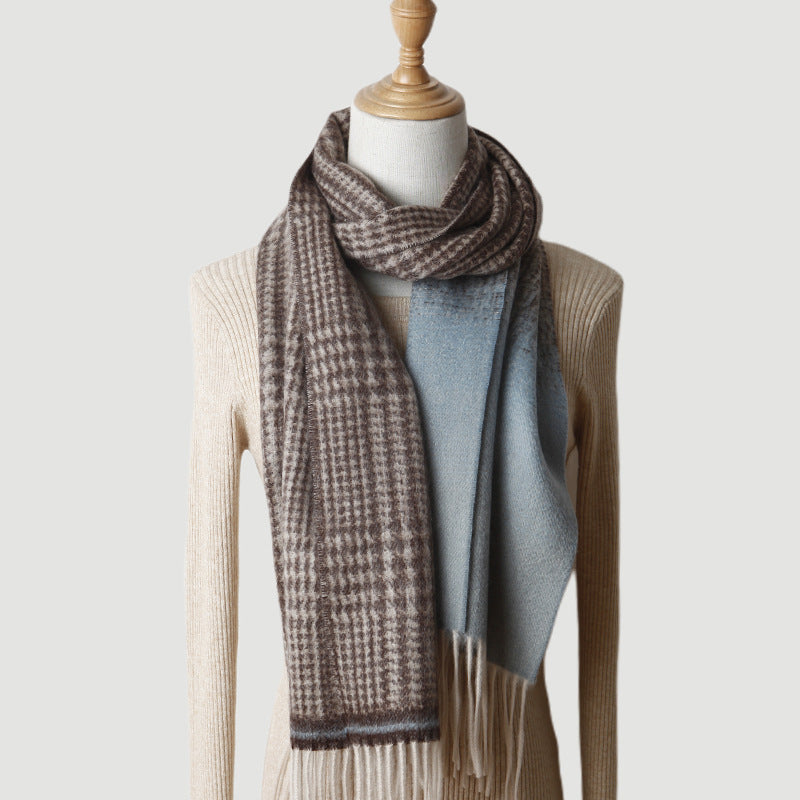 Thousand Birds cashmere scarf, plaid gradual change jacquard, pure cashmere, shawl, scarf, thickened