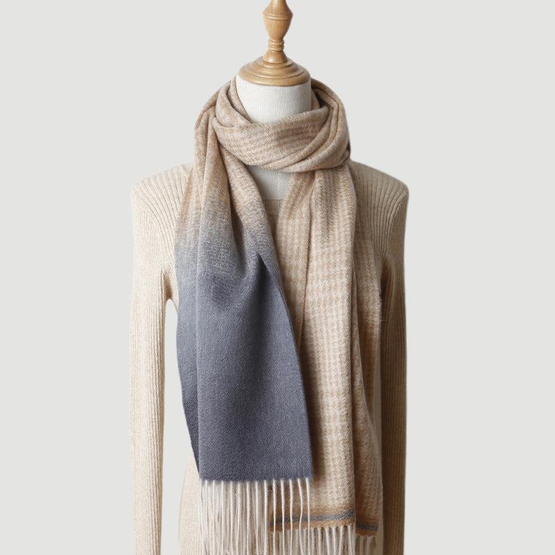 Thousand Birds cashmere scarf, plaid gradual change jacquard, pure cashmere, shawl, scarf, thickened